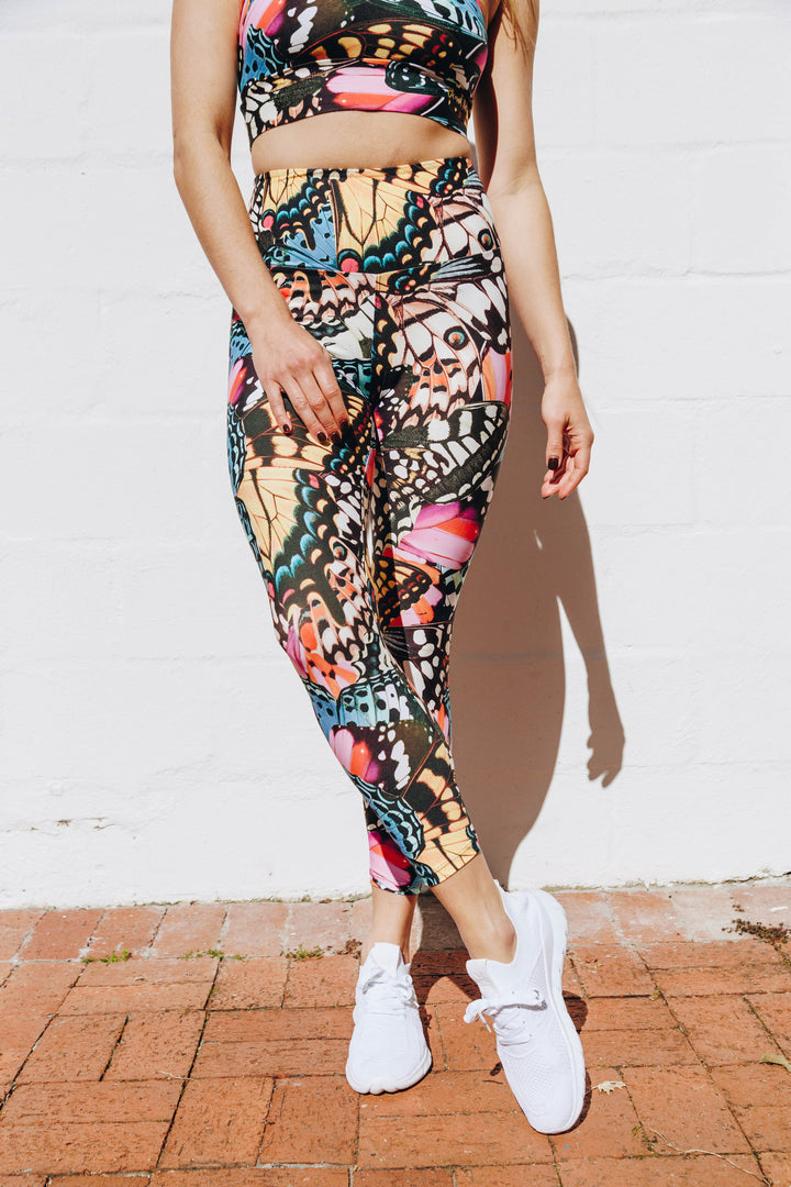 Butterfly Migration 7/8 High Waist Leggings with Pocket