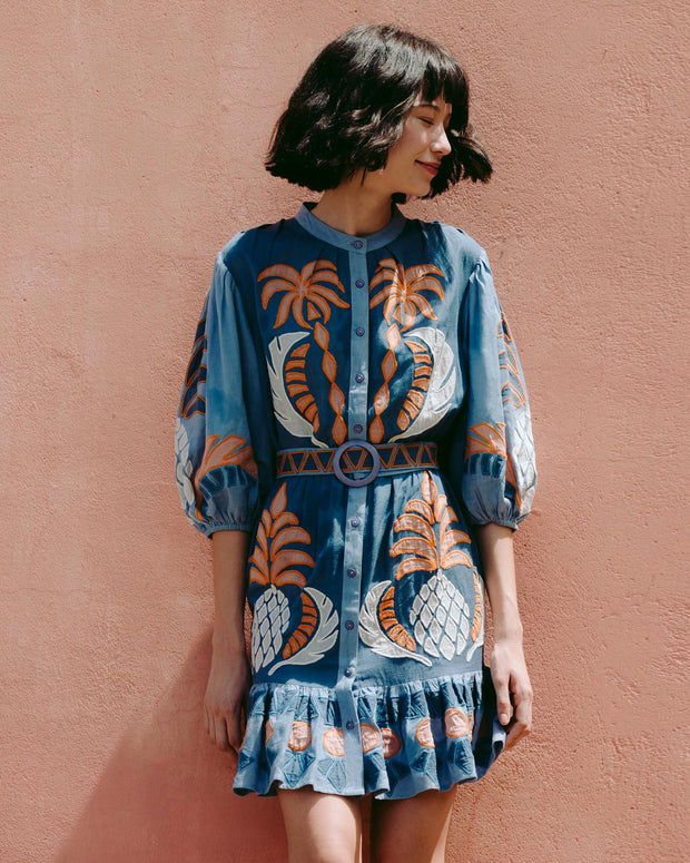 Farm Rio Palms and Pineapples Cutwork Dress