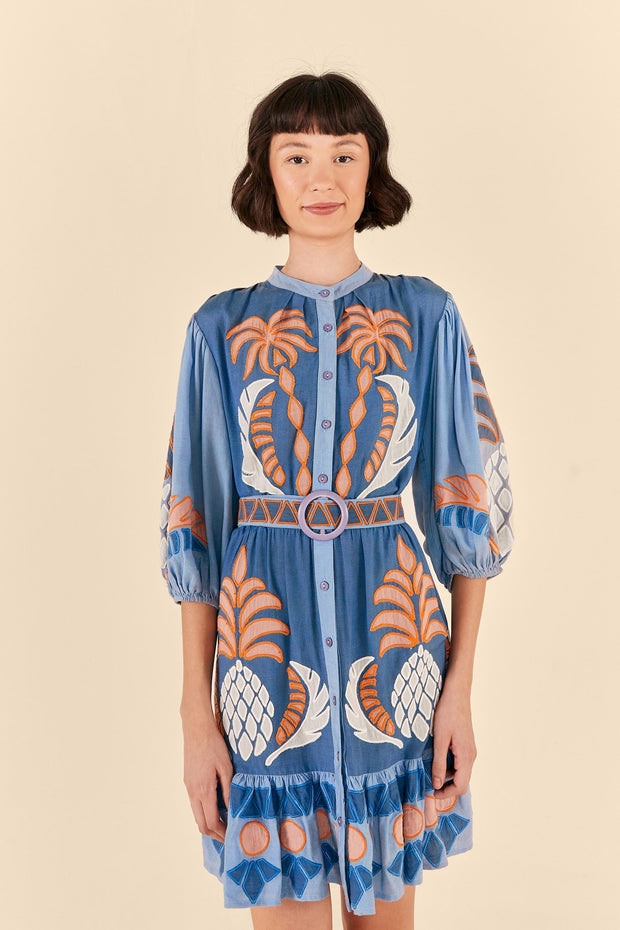 Farm Rio Palms and Pineapples Cutwork Dress