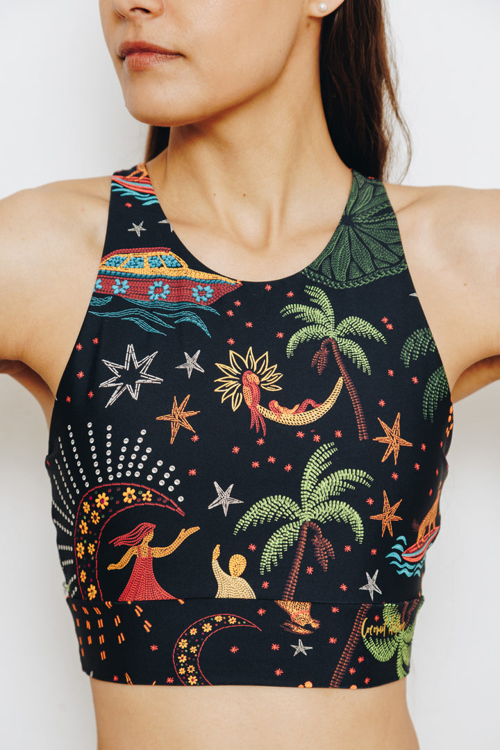 Moonlight Tropics Longline Medium Impact Bra