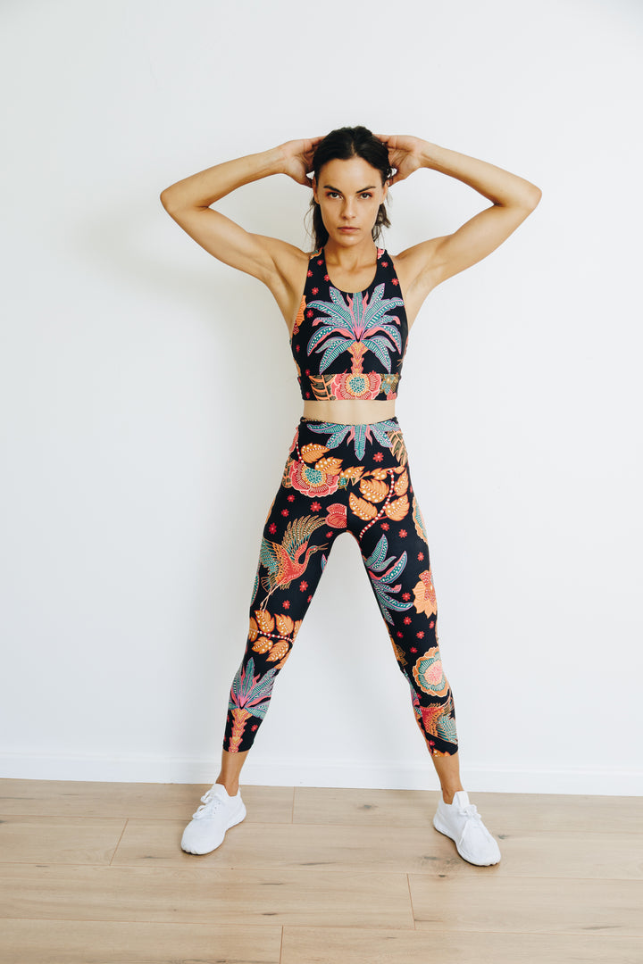 Pink Palms 7/8 High Waist Leggings with Pocket