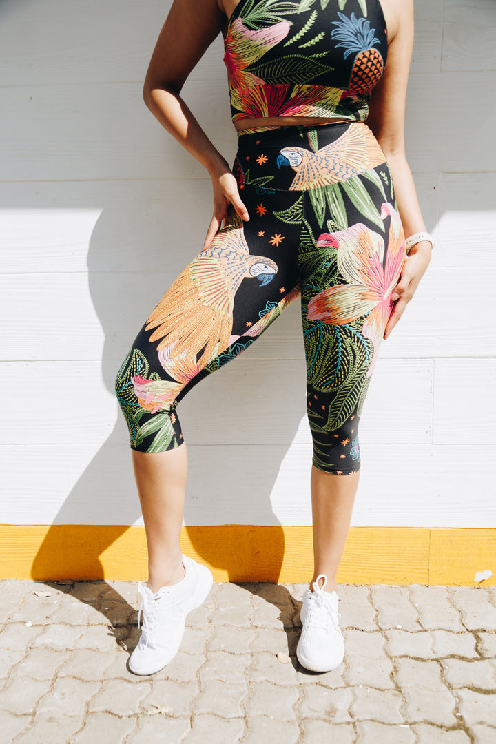 Tropical Melody 3/4 High Waist Leggings with Pocket
