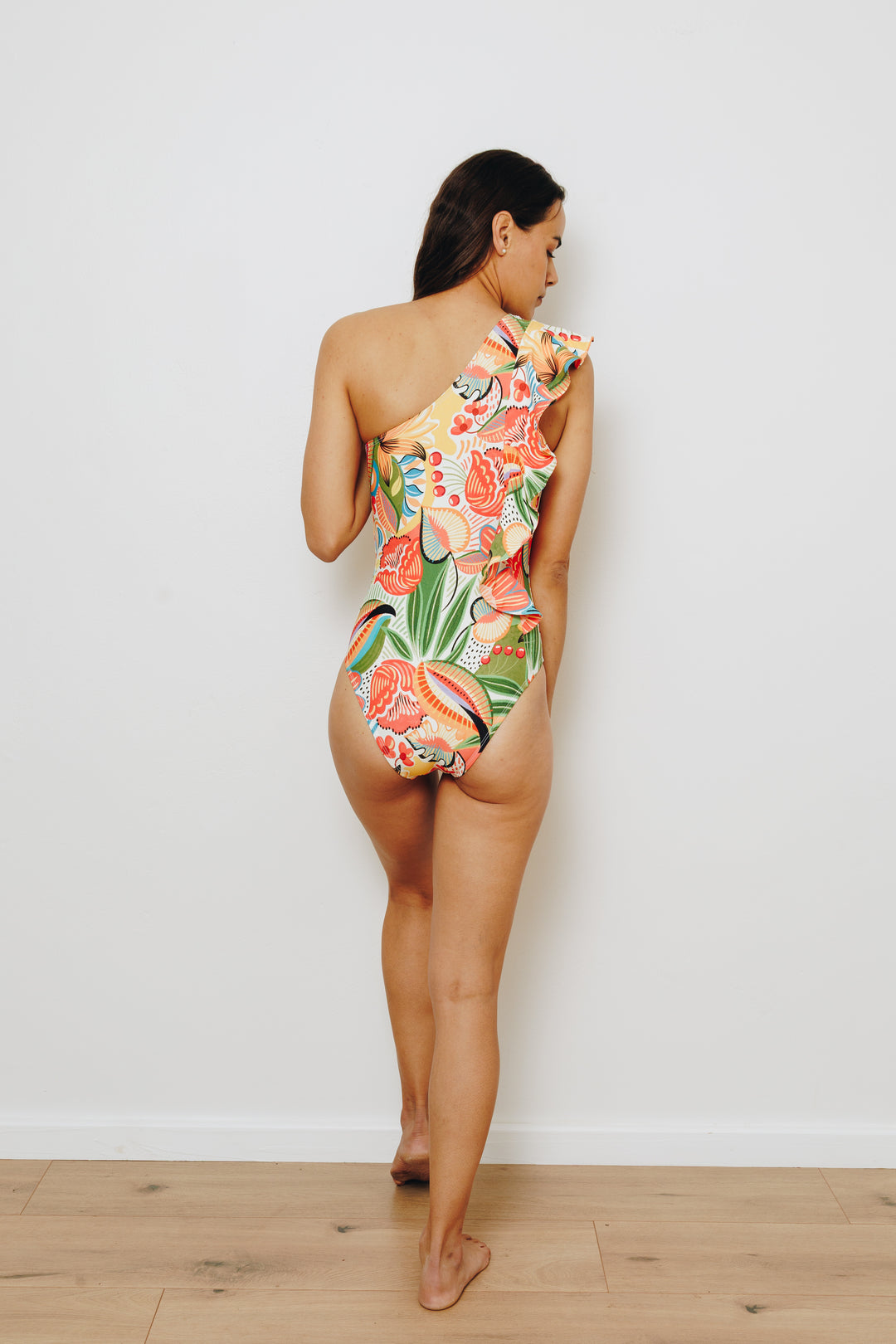 Island Bloom Parade One-Shoulder Ruffle Swimsuit