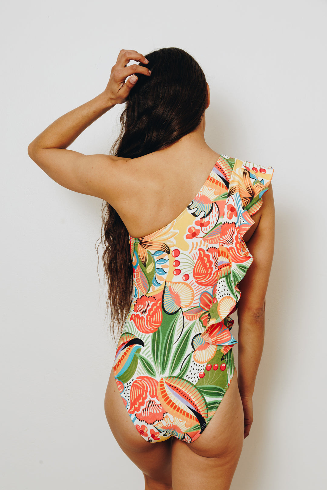 Island Bloom Parade One-Shoulder Ruffle Swimsuit