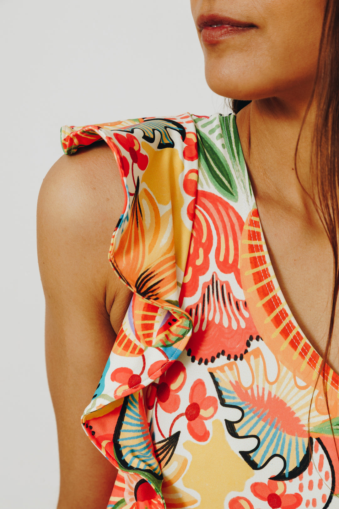 Island Bloom Parade One-Shoulder Ruffle Swimsuit