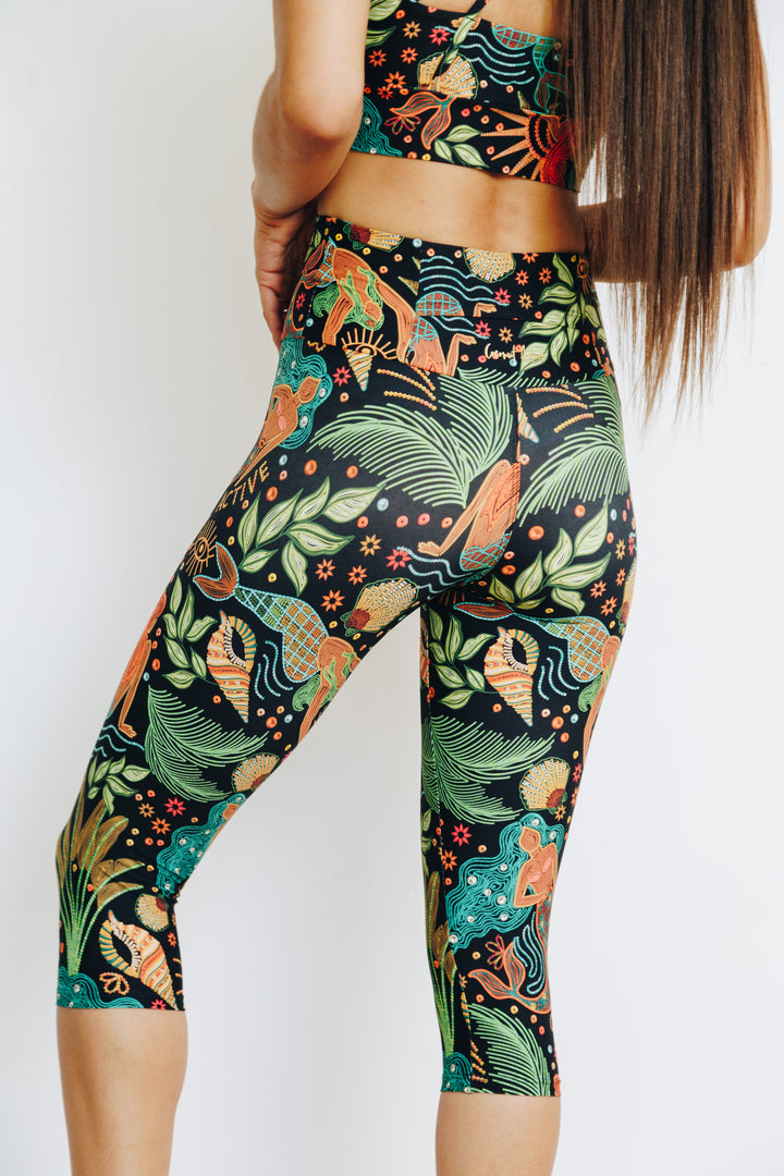 Seaside Serenade 3/4 High Waist Leggings with Pocket