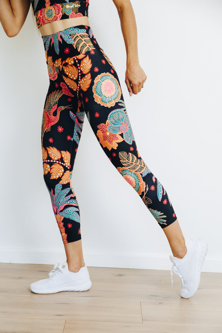 Pink Palms 7/8 High Waist Leggings with Pocket