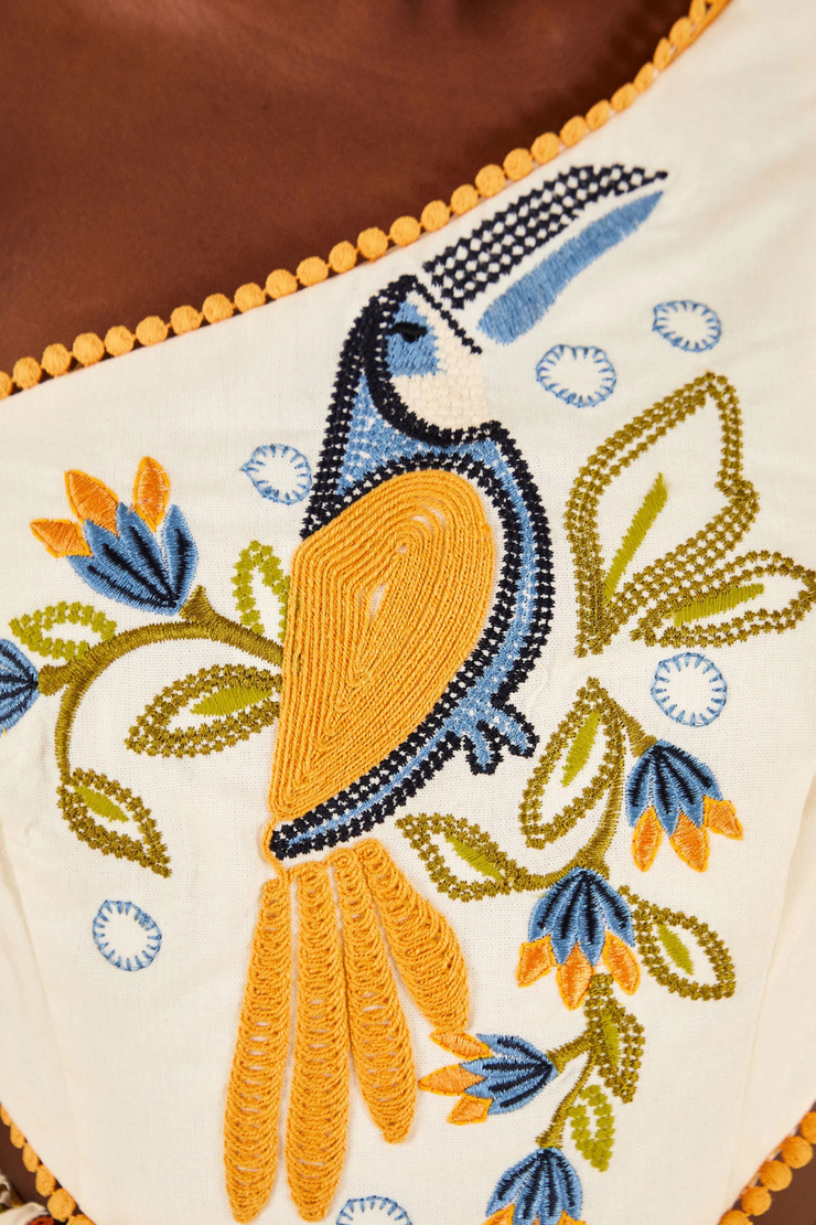 Farm Rio Embroidered Pala Dress