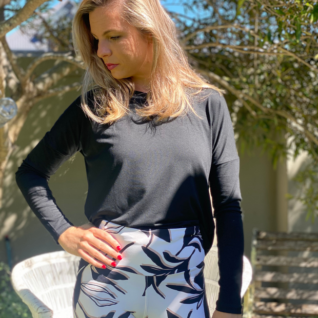 Open Back Long Sleeve Black