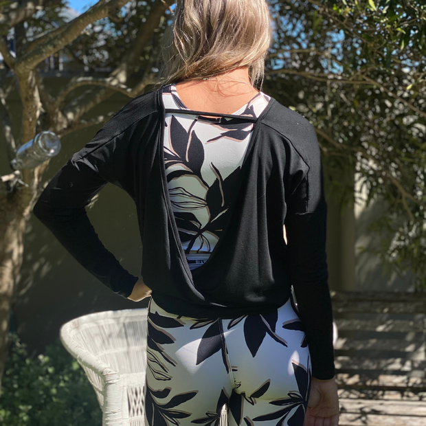 Open Back Long Sleeve Black